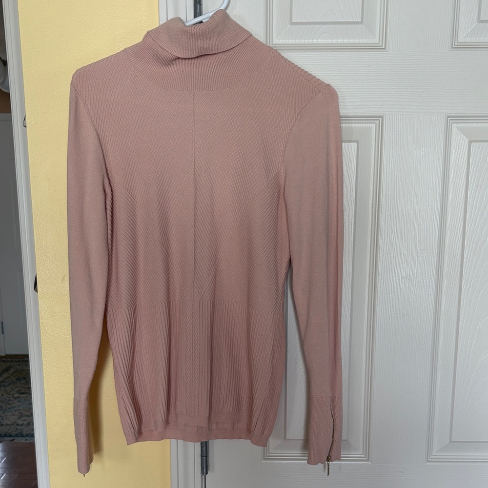 White House Black Market Dusty Rose Ribbed Turtleneck Sweater